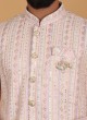 Pink Embroidery Nehru Jacket Set For Wedding