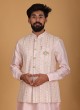 Pink Embroidery Nehru Jacket Set For Wedding