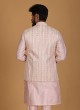 Pink Embroidery Nehru Jacket Set For Wedding