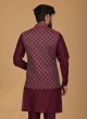 Sequins Work Nehru Jacket Set In Purple Color