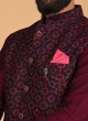 Wine Silk Fabric Nehru Jacket Set