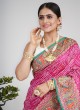 Magenta Embroidered Bandhani Printed Silk Saree