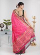 Designer Pink Embroidered Silk Saree