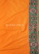 Carrot Pink and Green Embroidered Silk Saree