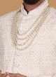 Cream Hand Embroidered Sherwani Set For Men