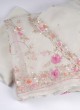 Cream Sequins Work Organza Unstitched Salwar Suit