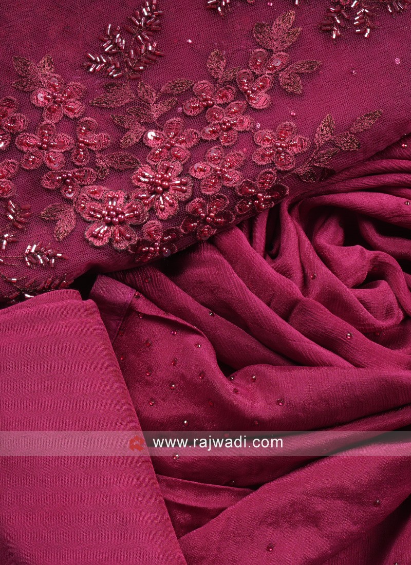 MAROON Color Net Fabric for Dress Garments & Cloth Material 10Meter/56 Inch  (Unstitched) Fabric