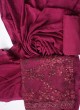 Maroon Net Fabric Fancy Dress Material