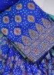Blue Bandhani Silk Unstitched Salwar Suit