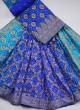 Blue Bandhani Silk Unstitched Salwar Suit