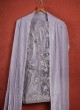 Lavender Dress Material In Net Fabric