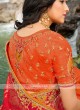 Beautiful Saree In Red And Orange