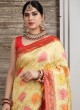 Golden Cream And Red Banarasi Silk Saree