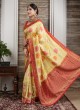 Golden Cream And Red Banarasi Silk Saree