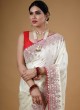 Golden Cream Wedding Events Banarasi Silk Saree