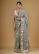 Sea Green Jacquard silk saree for wedding