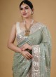 Sea Green Jacquard silk saree for wedding