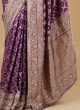 Reception Wear Purple Banarasi Silk Saree