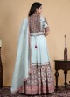 Hand Embroidered Light Sea Green Gown With Dupatta