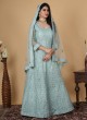 Attractive Light Pista Green Embroidered Wedding Gown