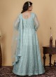 Attractive Light Pista Green Embroidered Wedding Gown