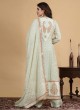 Pista Green Embroidered Palazzo Set In Chanderi Silk