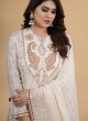 Cream Embroidered Chanderi Silk Palazzo Suit