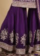 Dark Purple Gharara Set In Crepe Silk With Matching Dupatta