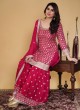 Crepe Silk Rani Embroidered Gharara Suit With Dupatta