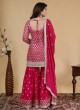 Crepe Silk Rani Embroidered Gharara Suit With Dupatta