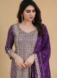 Attractive Embroidered Gharara Suit In Purple