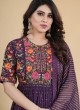 Kashmiri Work Marble Chiffon Gown In Purple