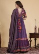 Kashmiri Work Marble Chiffon Gown In Purple