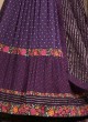 Kashmiri Work Marble Chiffon Gown In Purple