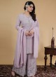Hand Embroidered Palazzo Suit In Levender