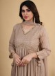 Embroidered Beige Palazzo Suit In Georgette