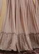 Tan Color Gown In Crepe Silk With Embroidered Work