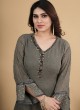 Attractive Dark Grey Palazzo Suit With Dupatta