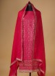 Crepe Silk Dress Material In Rani Color