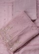 Organza Pink Color Dress Material For Eid