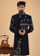 Ethnic Style Navy Blue Indowestern In Raw Silk