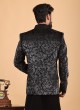 Jacket Style Black Indowestern In Imported Fabric