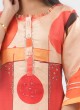 Orange Readymade Womens Kurti In Gajji Silk