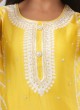 Designer Embroidered Kurti In Yellow Color