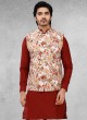 Floral Printed Nehru Jacket Set For Wedding