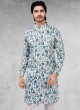 Printed Kurta Pajama In White Color