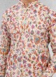 Designer Cream Printed Kurta Pajama