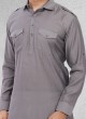 Ethnic Wear Pathani Suit In Grey Color