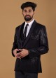 Sequins Work Desaigner Suit In Navy Blue Color