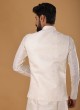 Cream Nehru Jacket In Art Silk